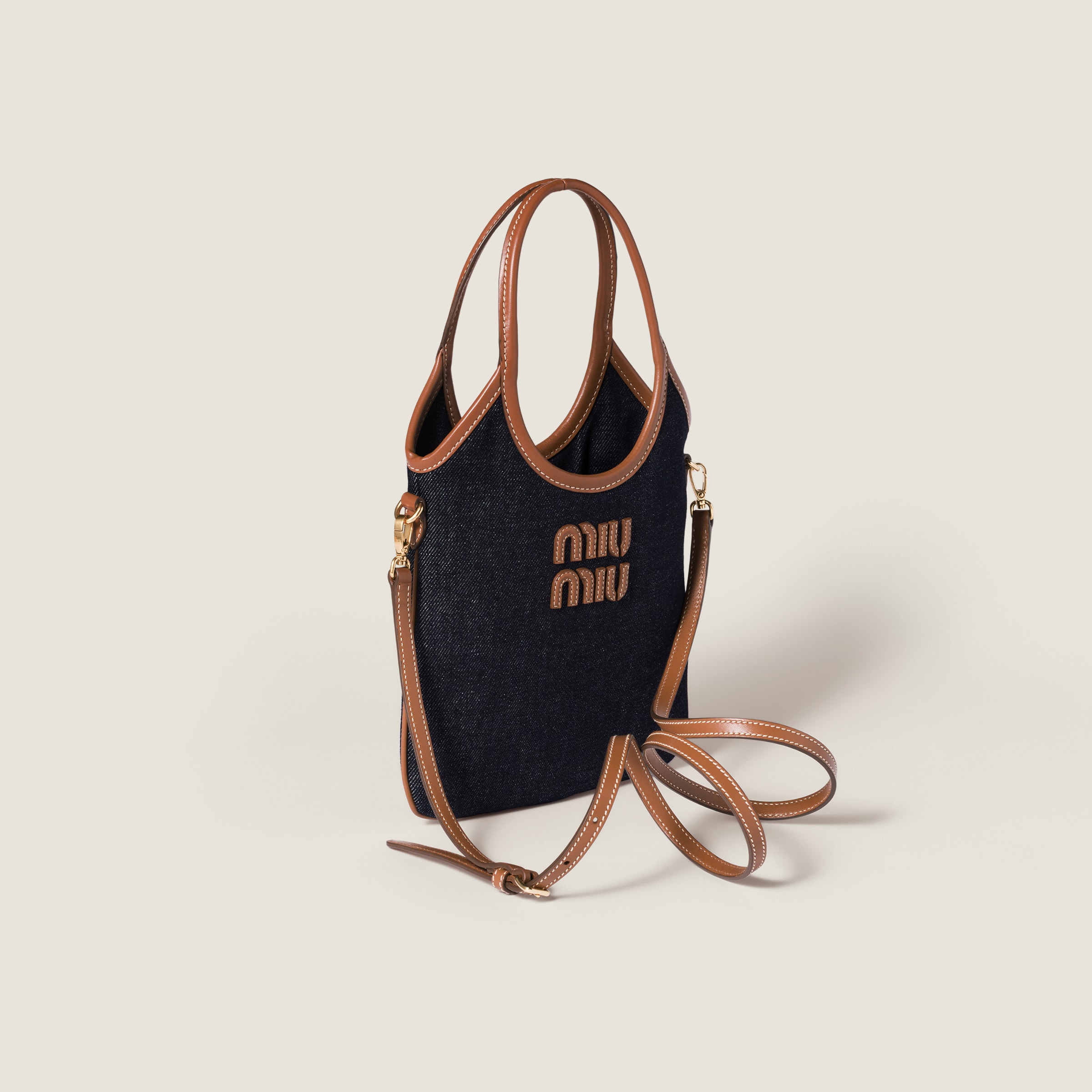 ブルー/ブラウン アイビー デニム ハンドバッグ | Miu Miu