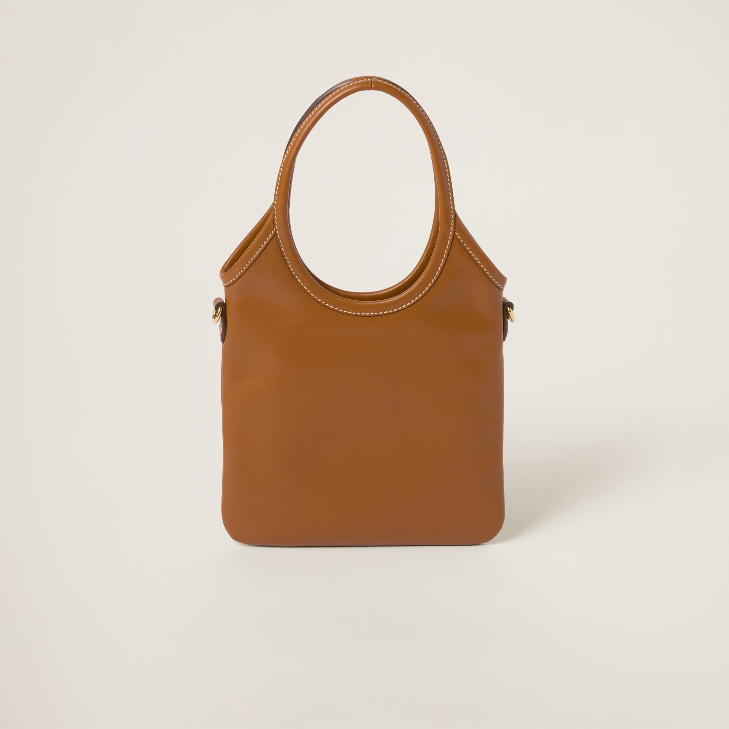 Miu Miu Ivy Leather Handbag In Cognac
