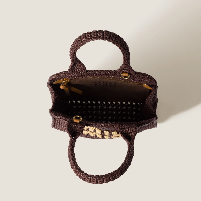 Raffia-effect woven tote bag