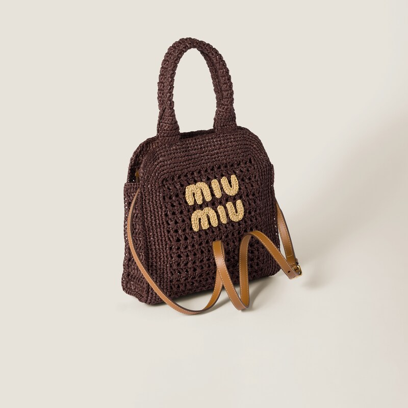 Raffia-effect woven tote bag