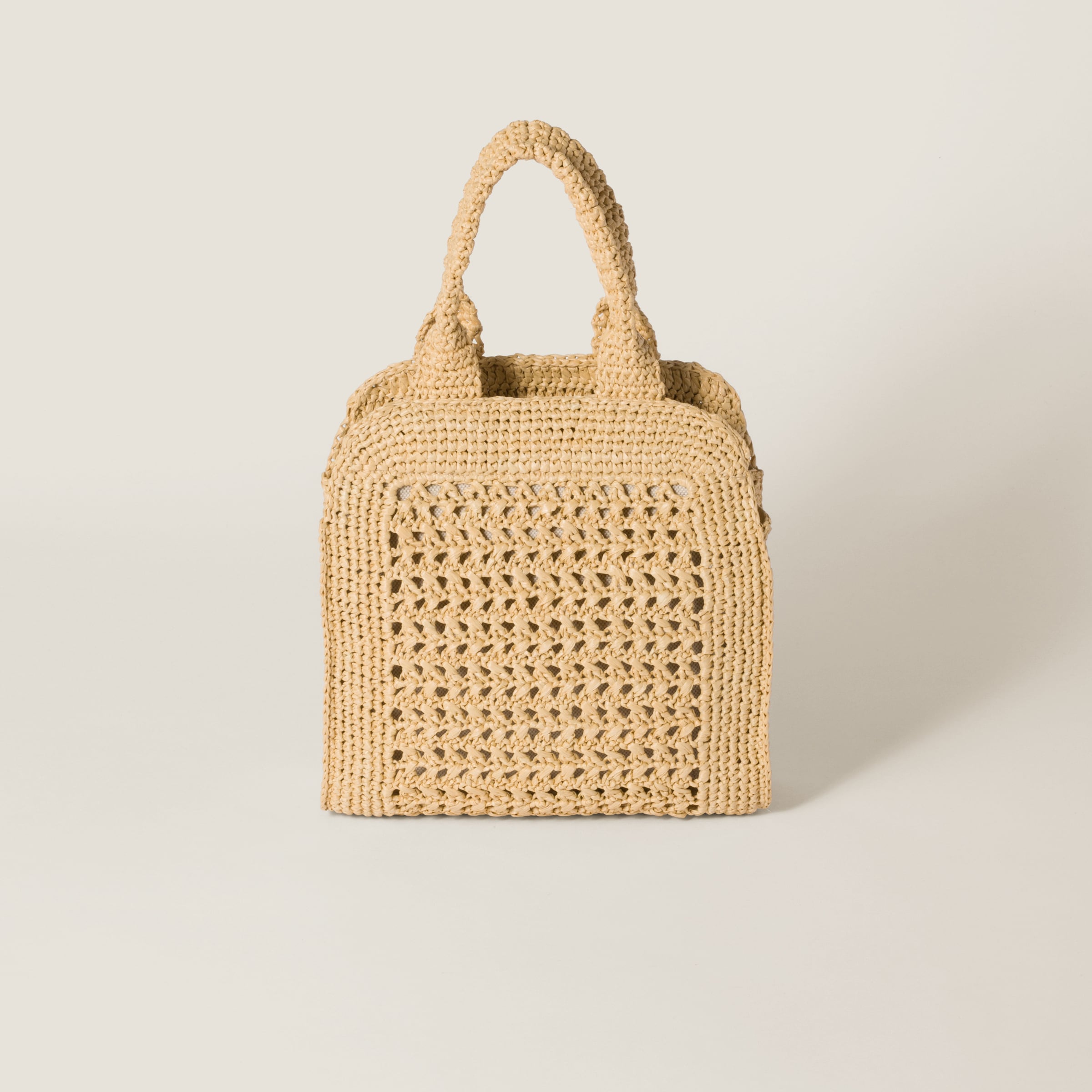 Miu Miu Raffia-effect Crochet Fabric Tote Bag
