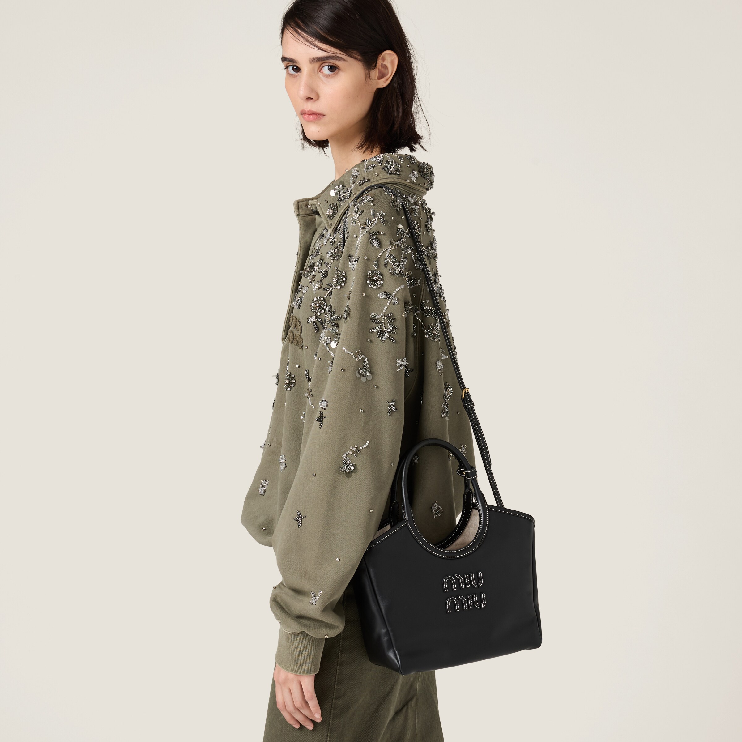 Miu Miu IVY レザー バッグ ブラック SS25【新作】 Miu Miu Ivy Tote Bag | Black | FARFETCH