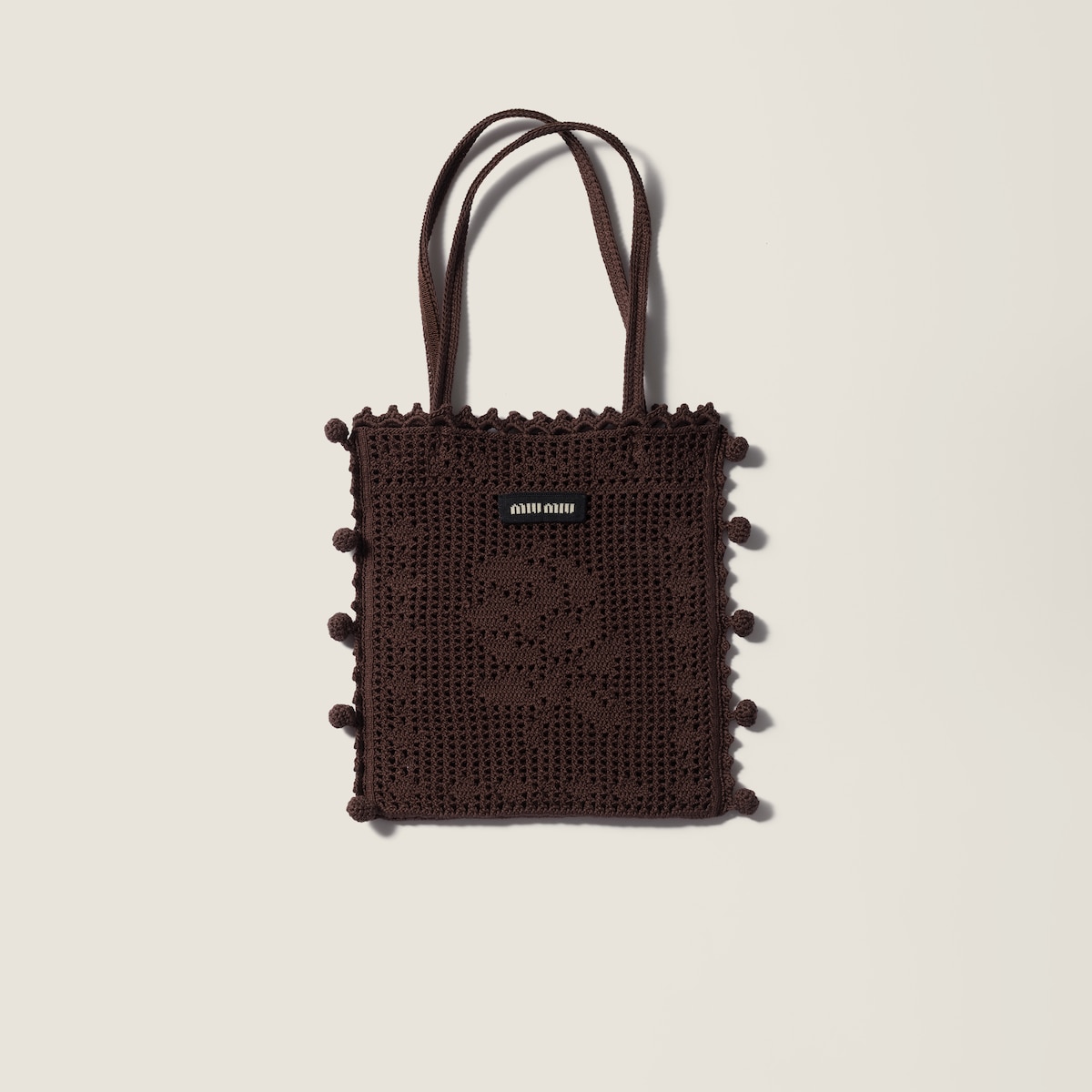 Cotton crochet-effect handbag