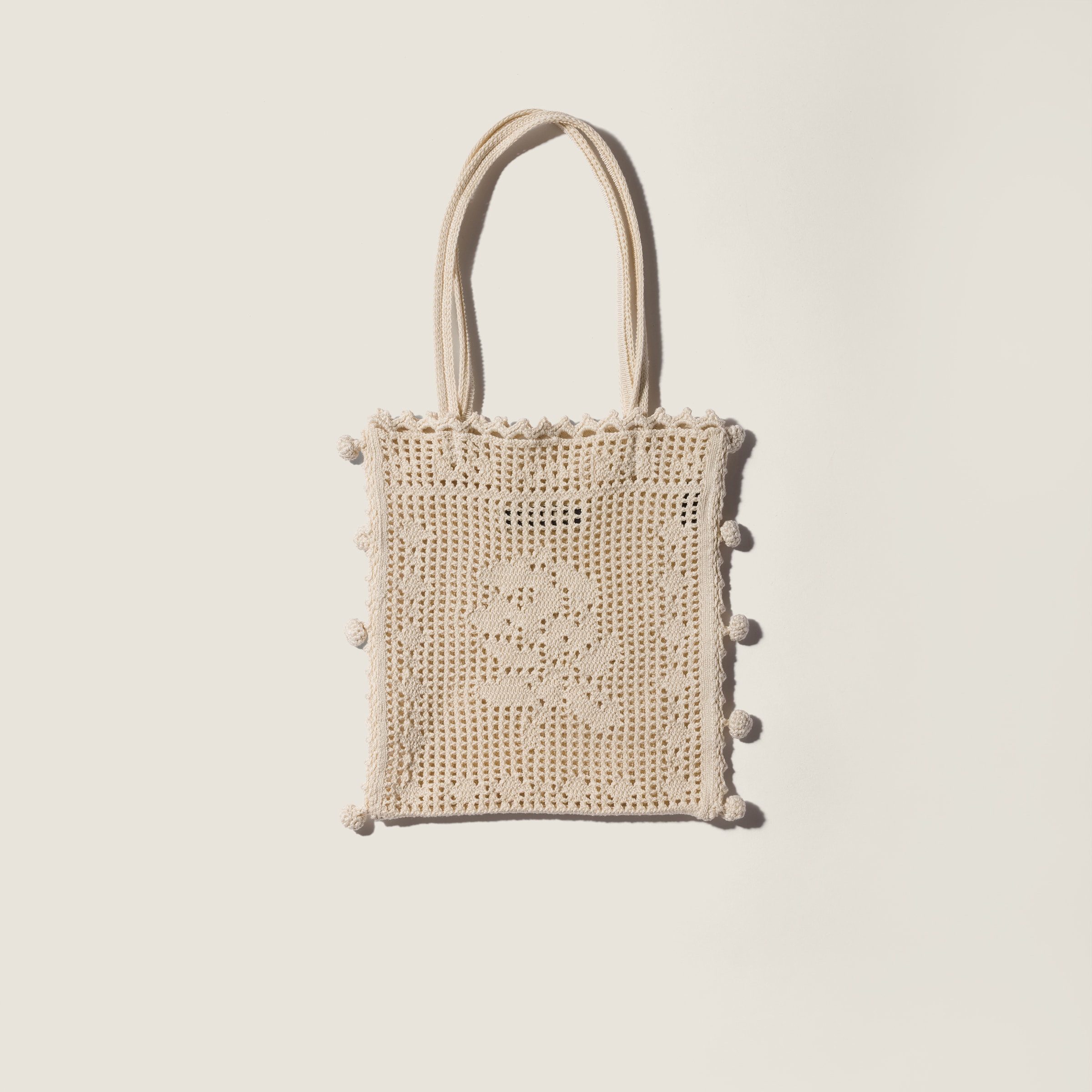 Chalk White Cotton Crochet-effect Handbag | Miu Miu - United States