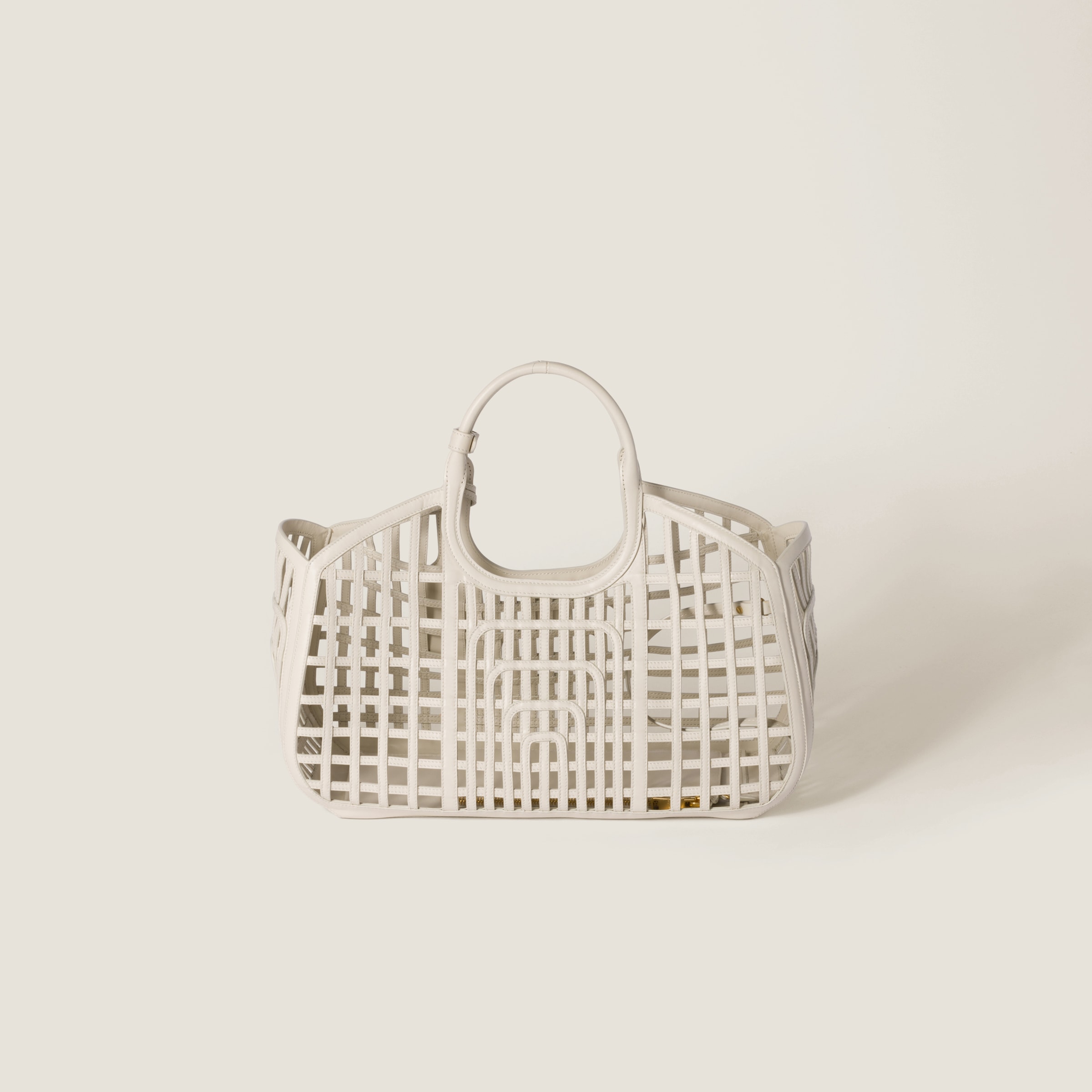 トップブランドのファッション オフホワイト レザー ハンドバッグ | Miu Miu バッグ