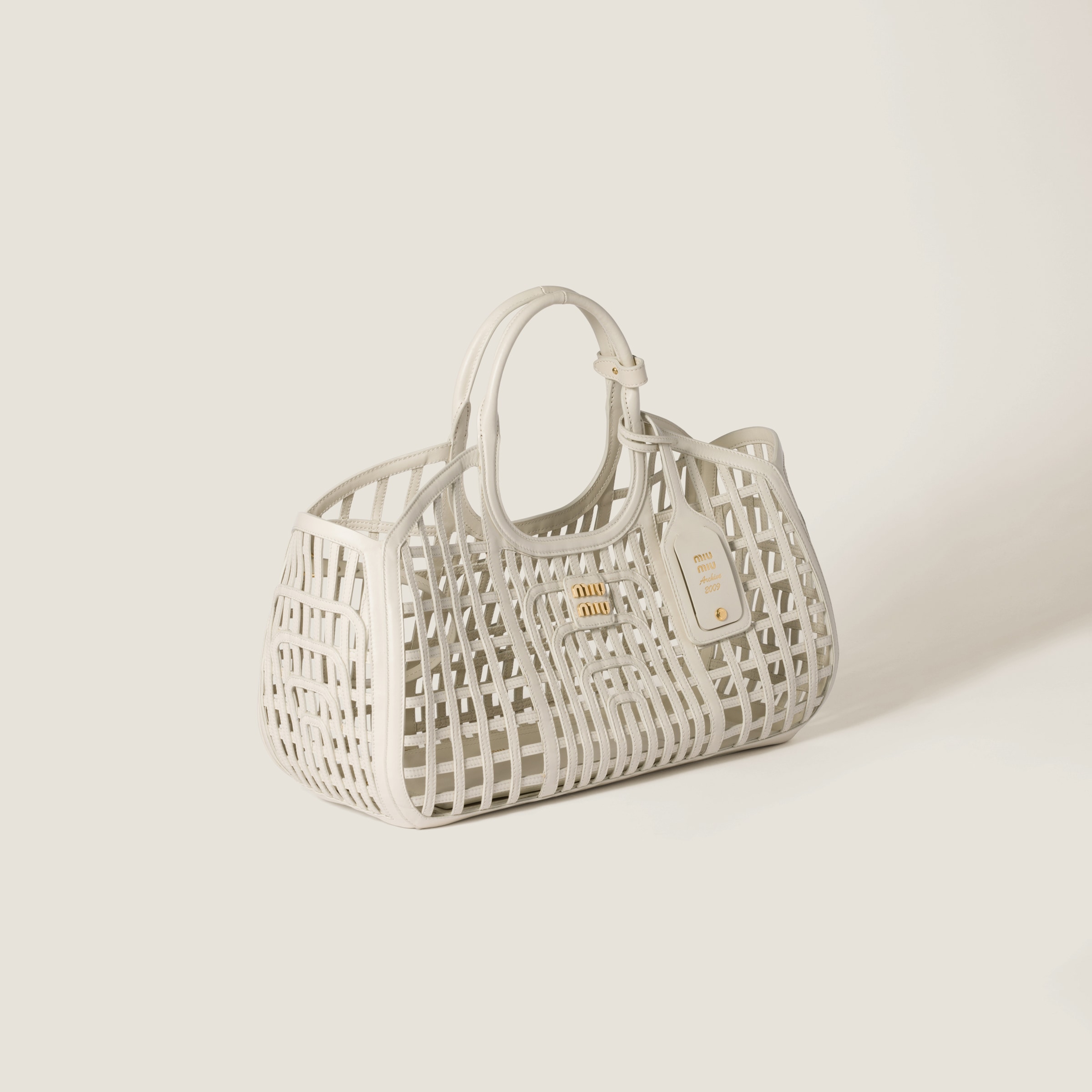 Miu Miu Leather Handbag In Chalk White