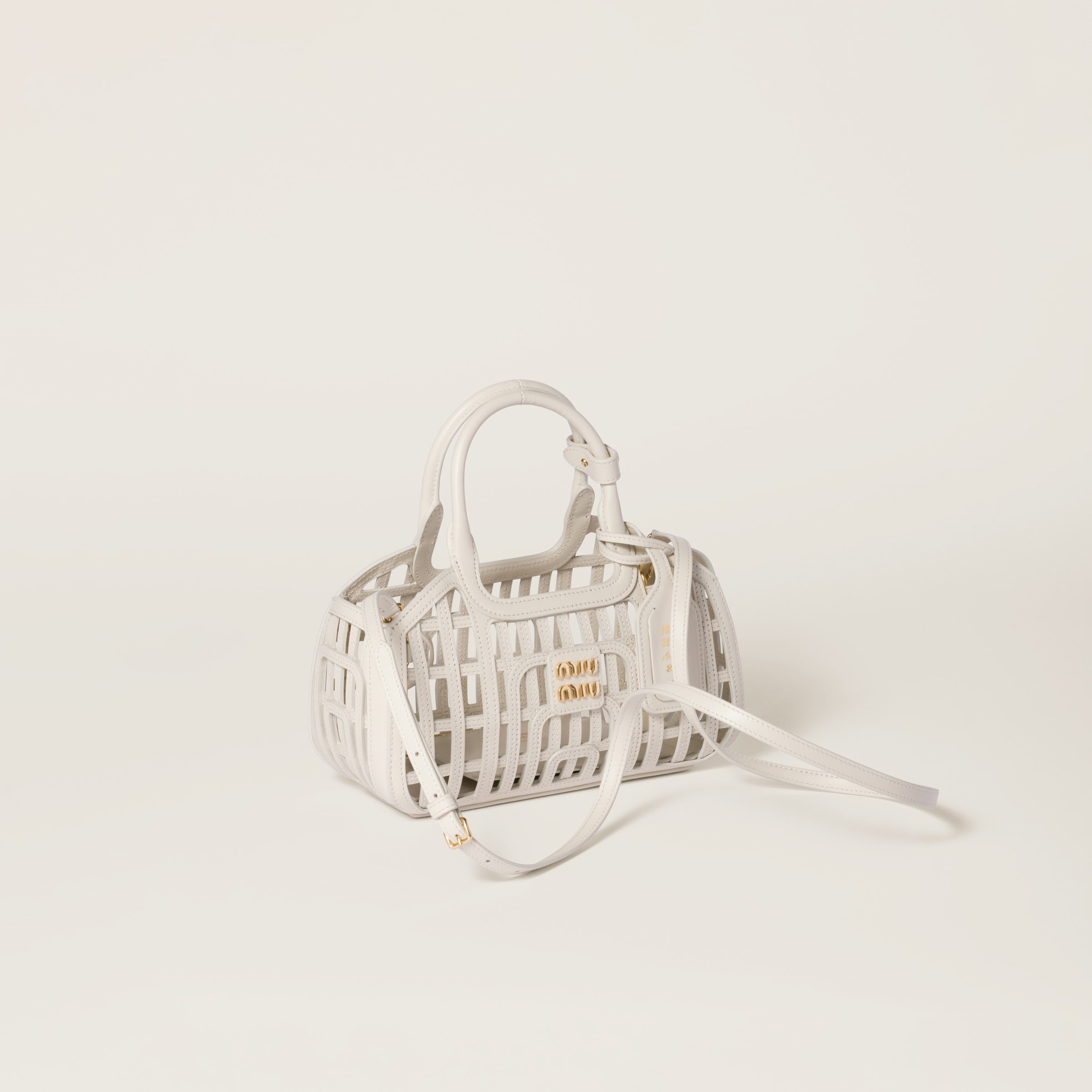 Chalk White Leather Basket | Miu Miu - United States