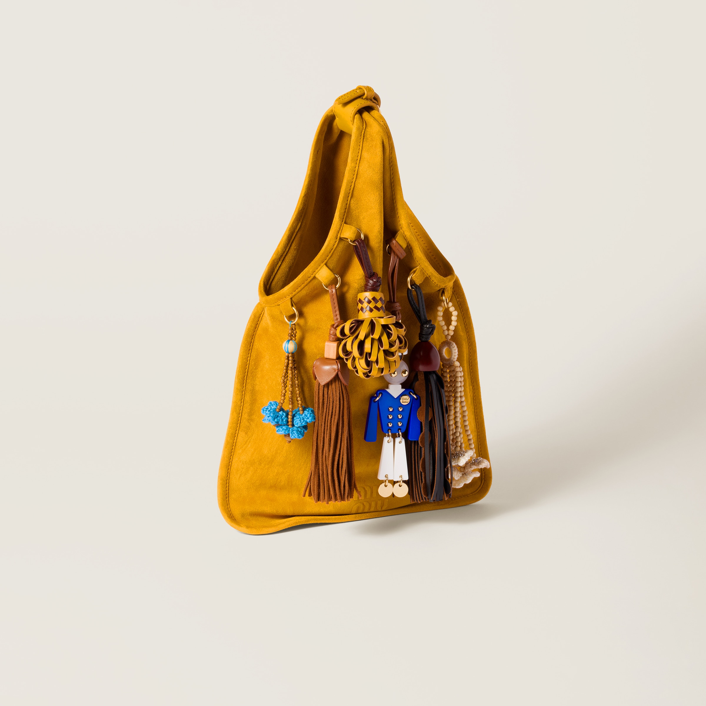 Miu Miu Suede Bag With Trick In Whiskey