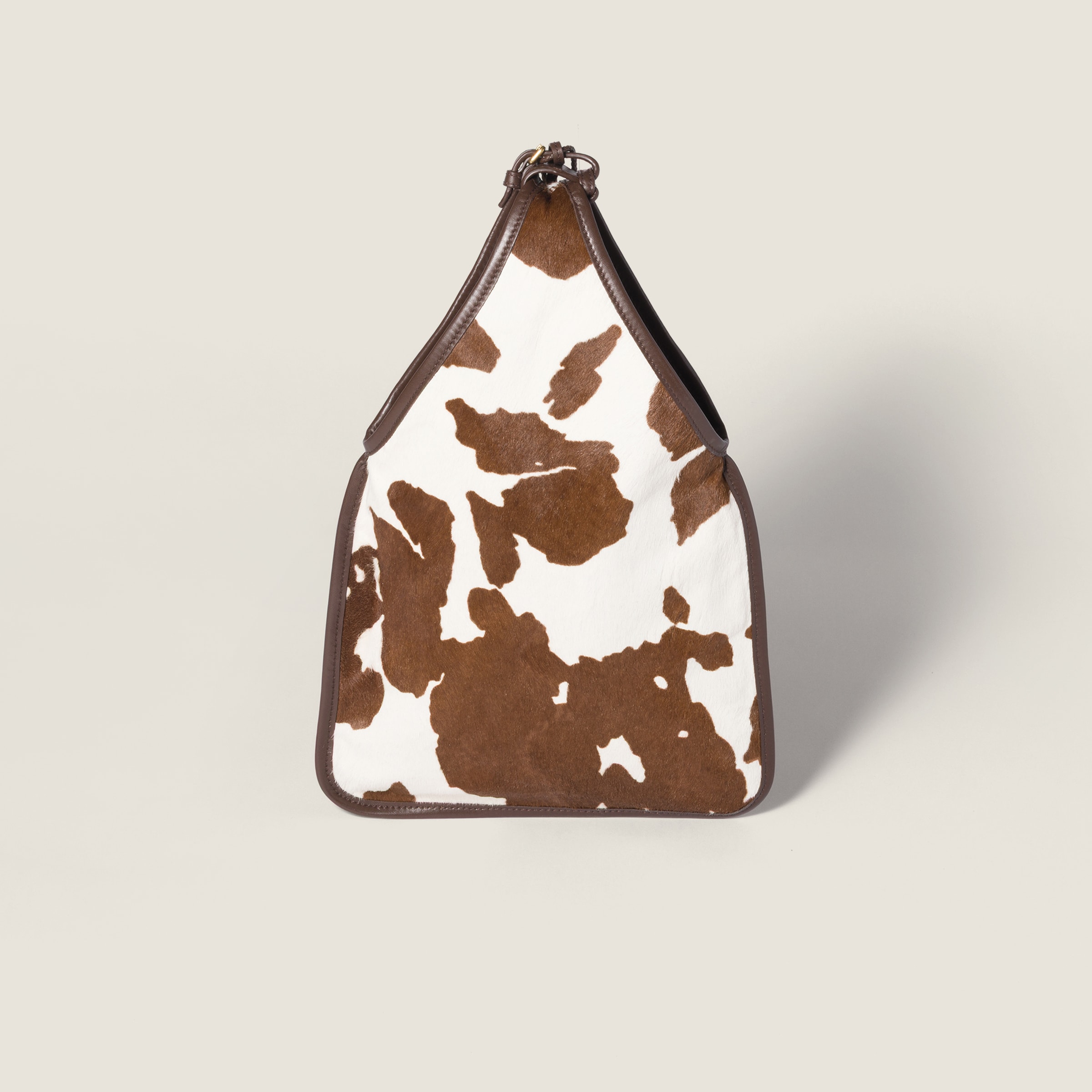 Miu Miu Printed Leather Handbag In Brown