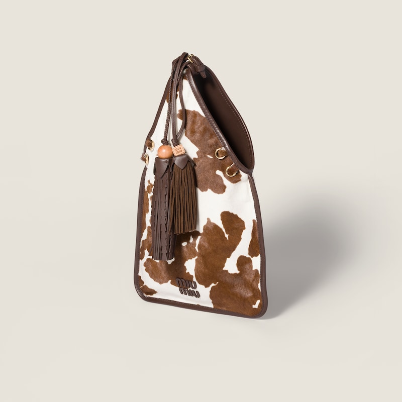 Printed leather handbag