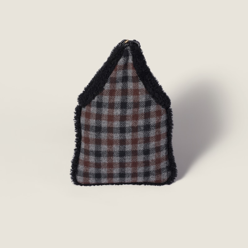 Gingham and shearling handbag