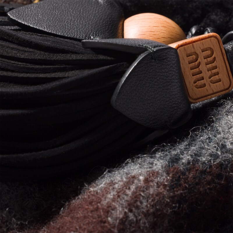 Gingham and shearling handbag