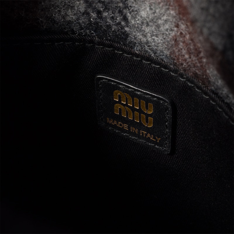 Gingham and shearling handbag