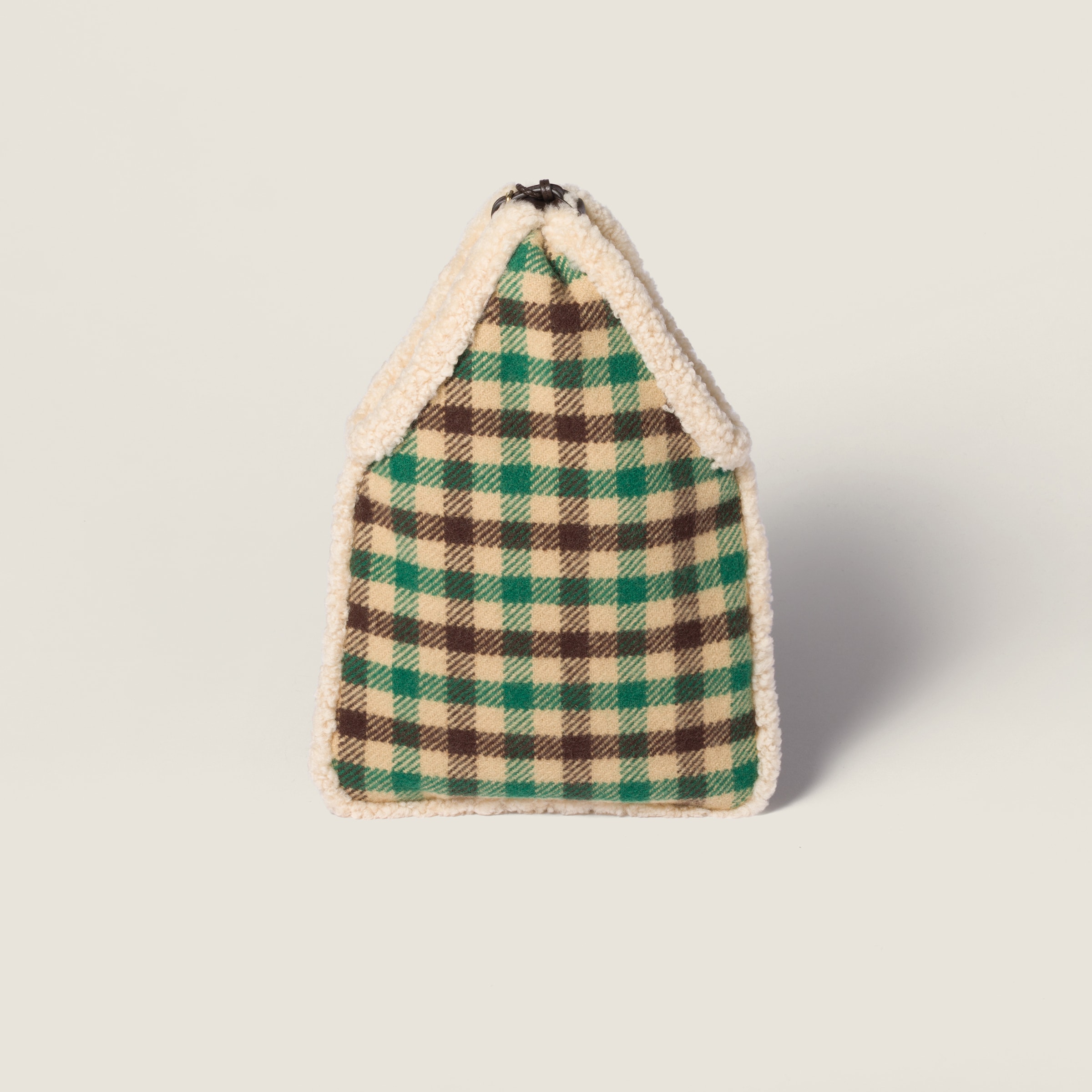 Miu Miu Gingham And Shearling Handbag