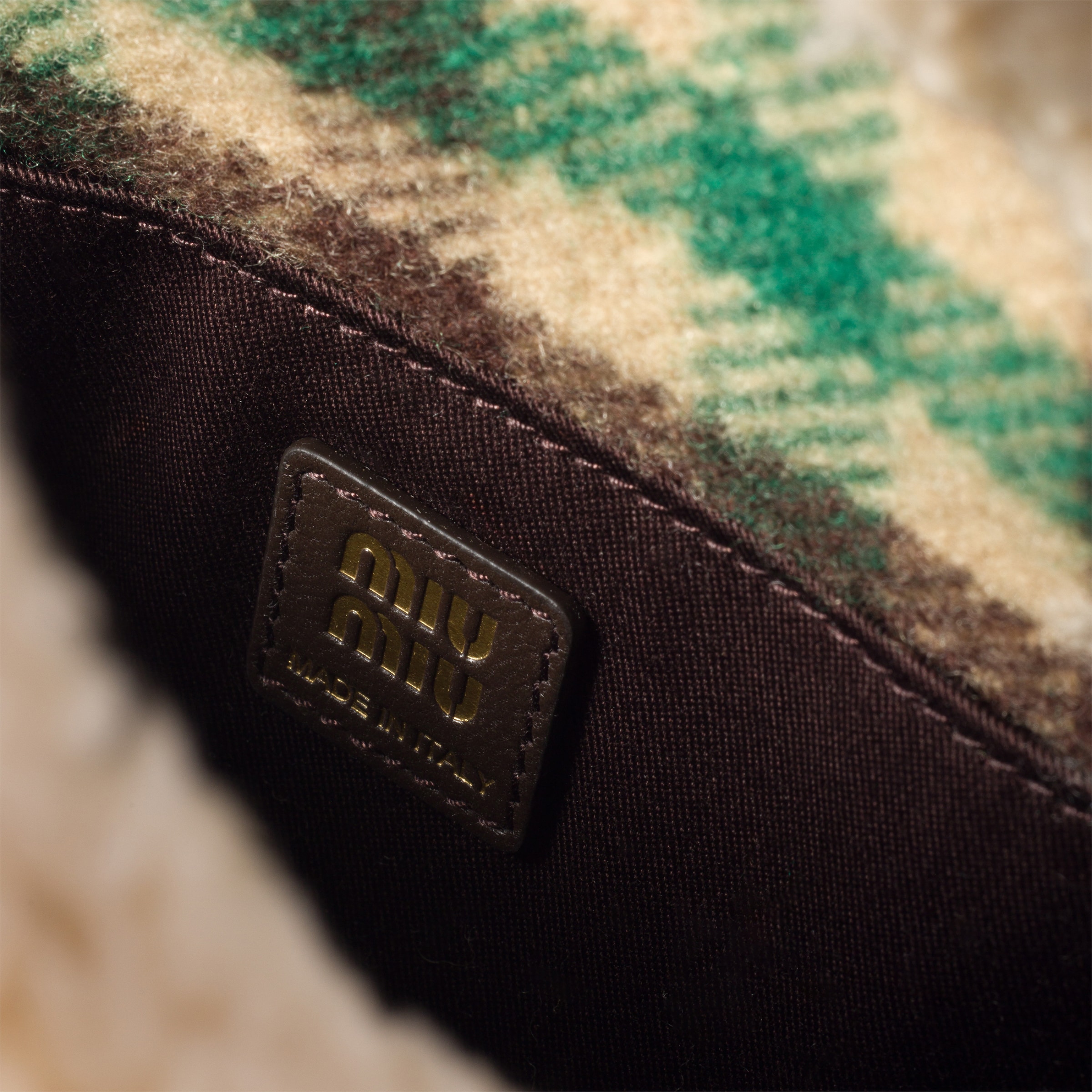 Miu Miu Gingham And Shearling Handbag