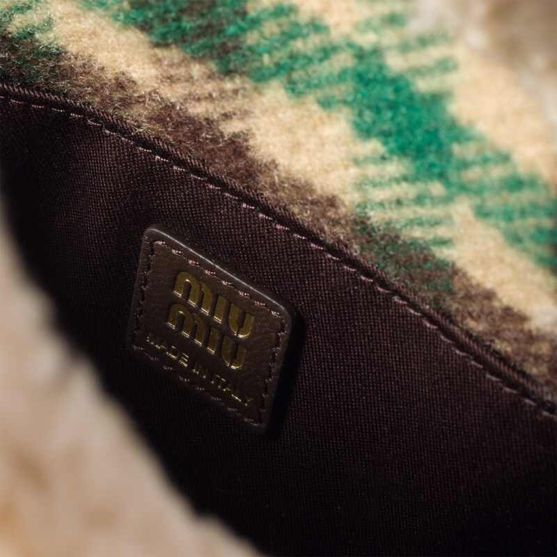 Borsa a mano in vichy e montone