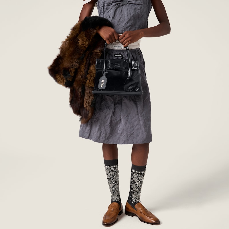 Solitaire shiny leather bag