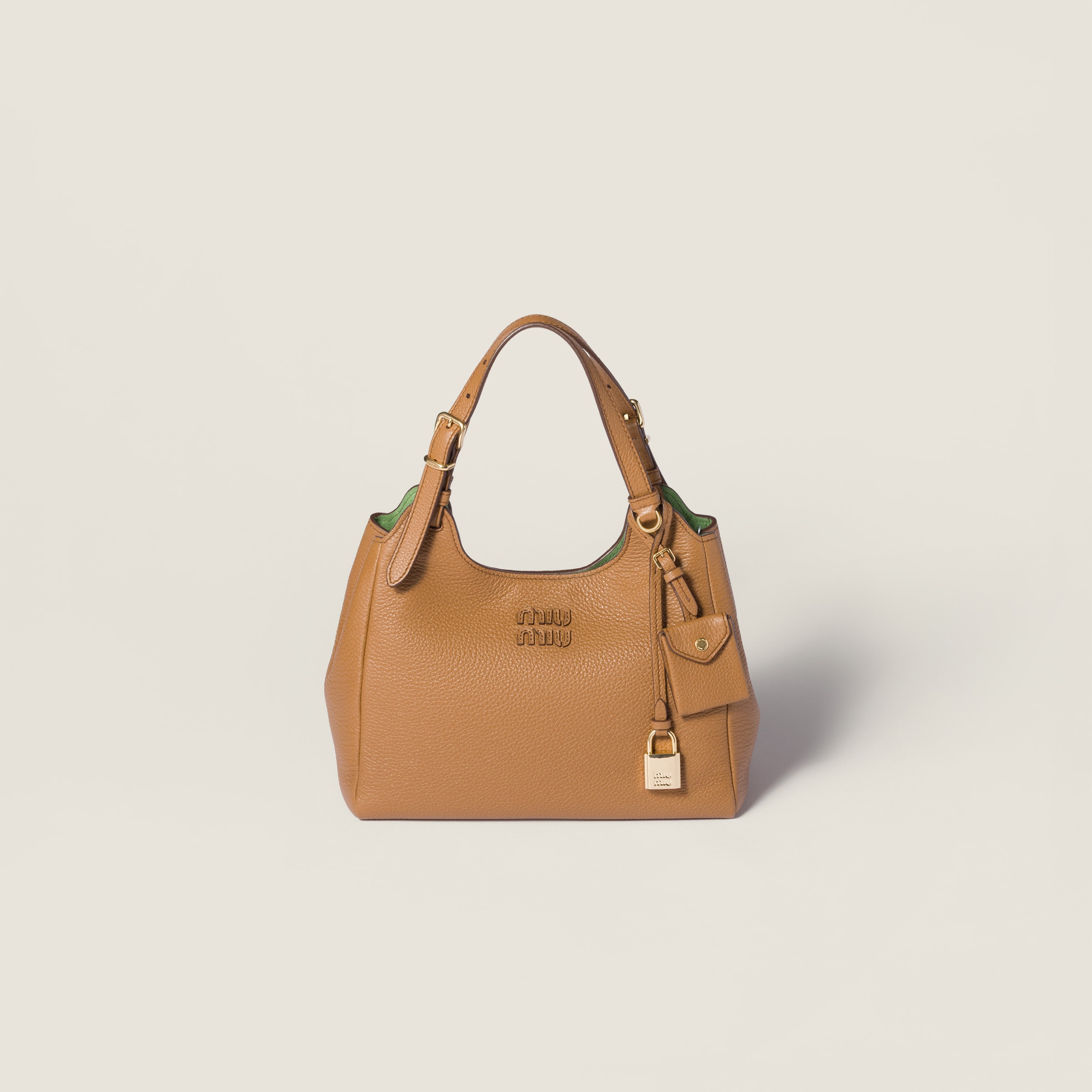 miumiu キャメル　ハンドバッグ MiuMiu ナッパレザー トップハンドルバッグ キャメル