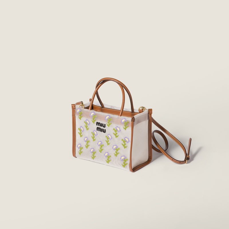 刺绣网眼手提包