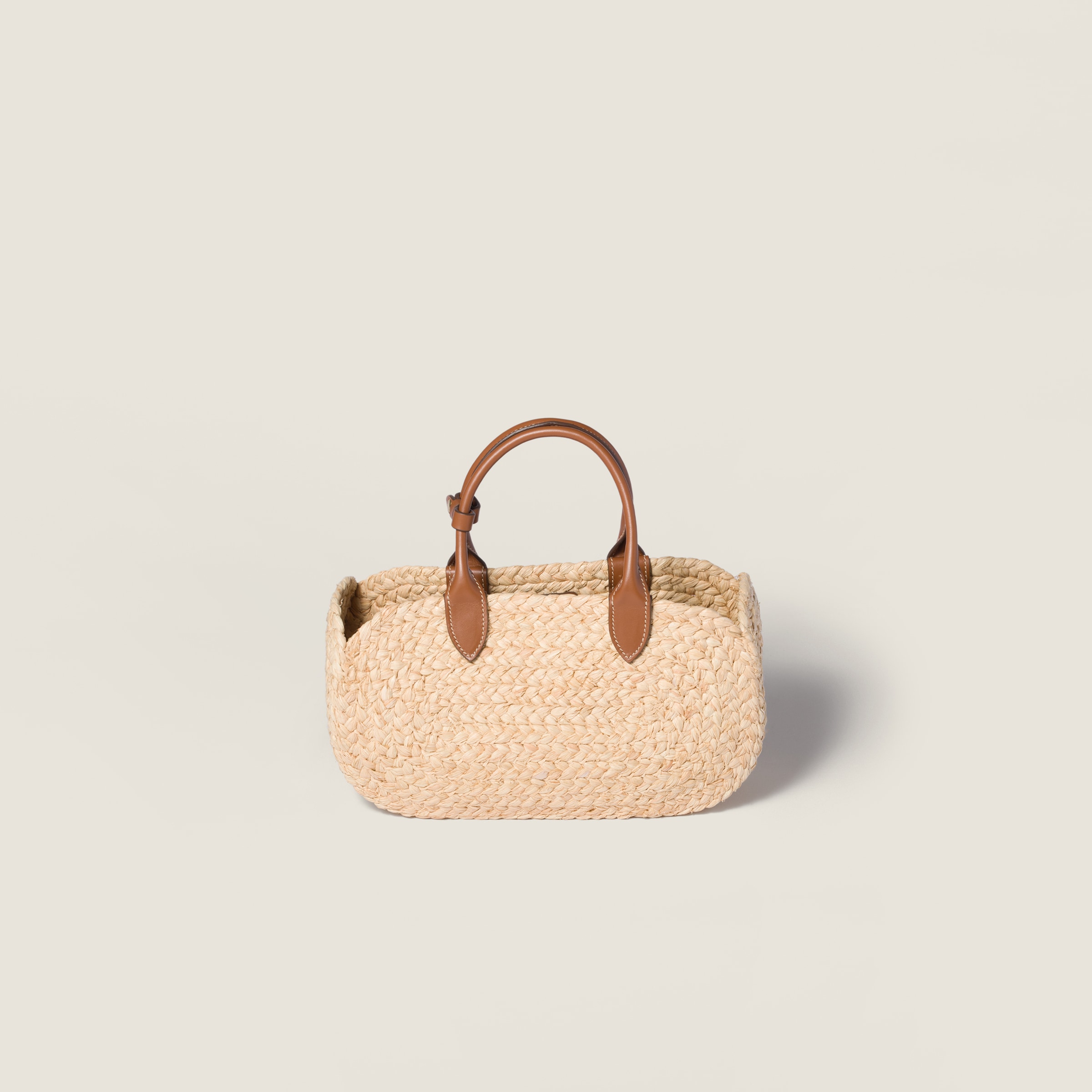 Beige/cognac Raffia Handbag | Miu Miu - United States