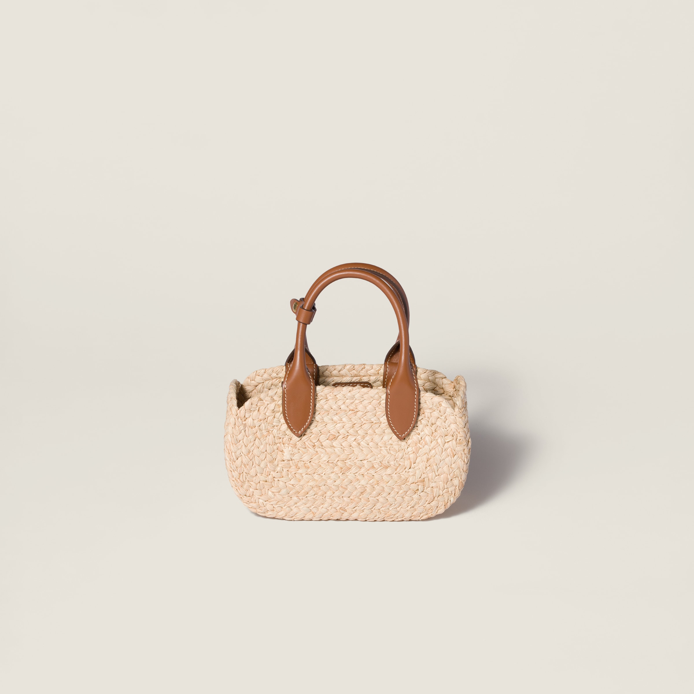 Beige/cognac Raffia Handbag | Miu Miu - United States