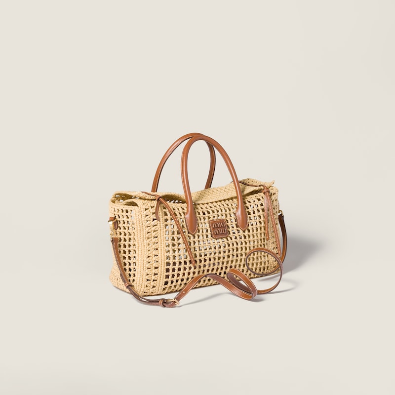 Raffia top-handle bag