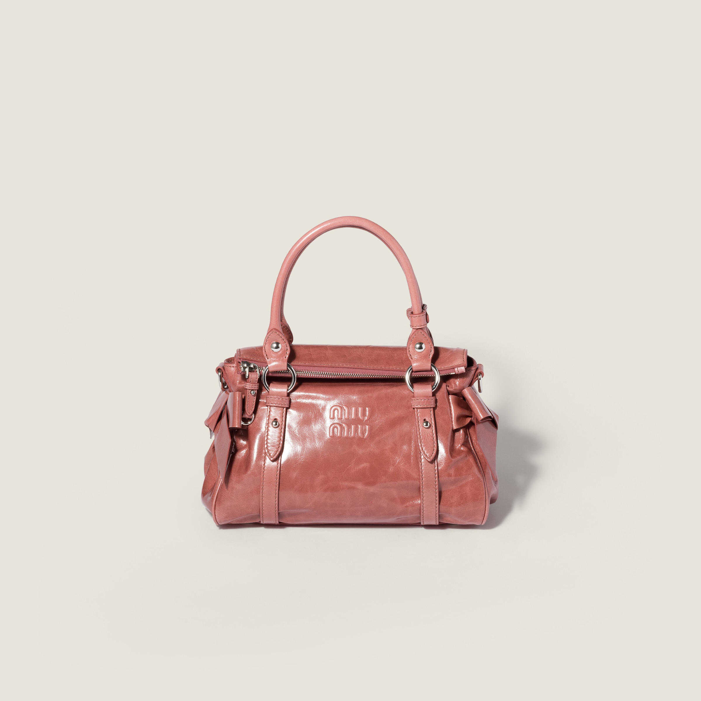 Shiny leather top-handle bag