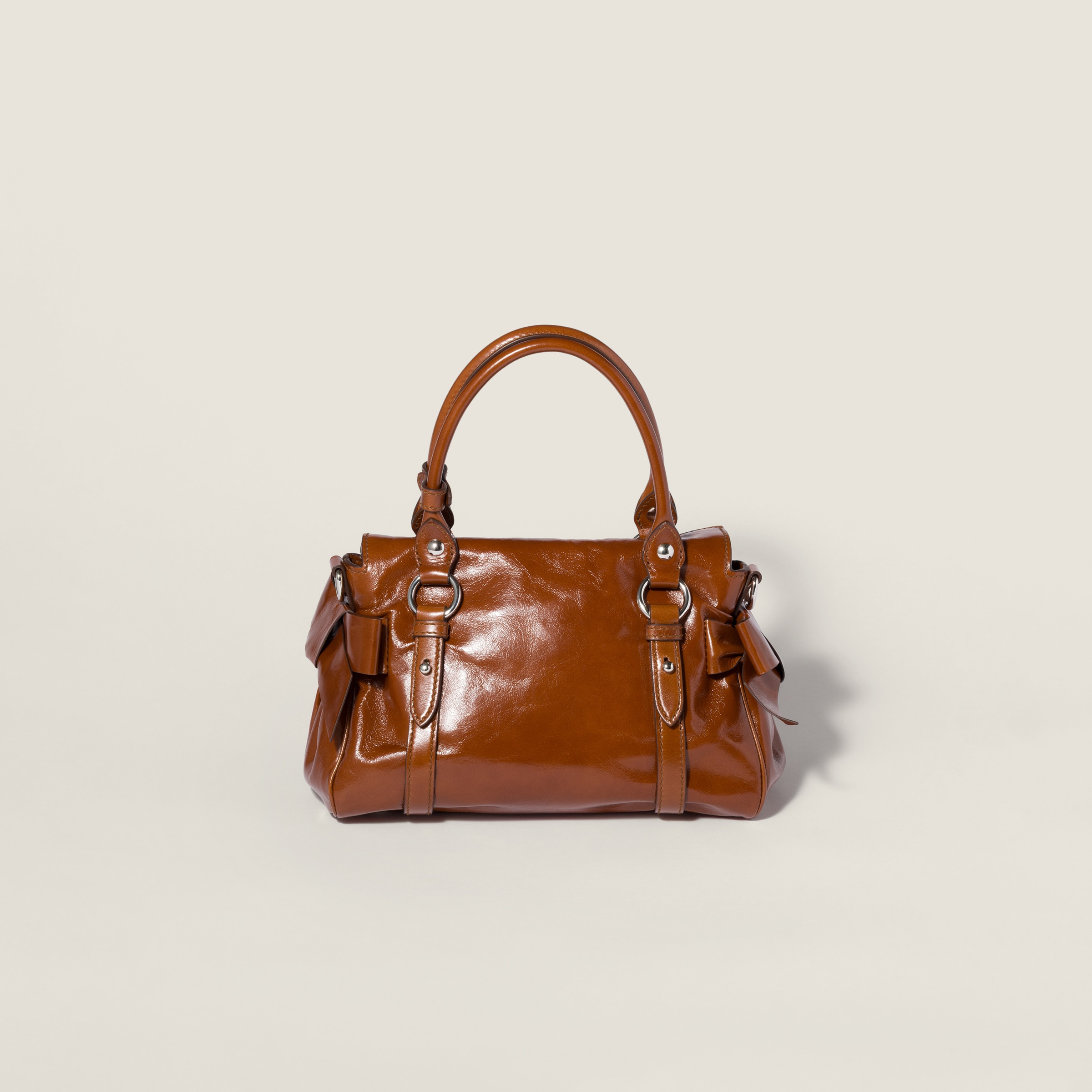 Palisander Shiny Leather Top-handle Bag | Miu Miu - United States
