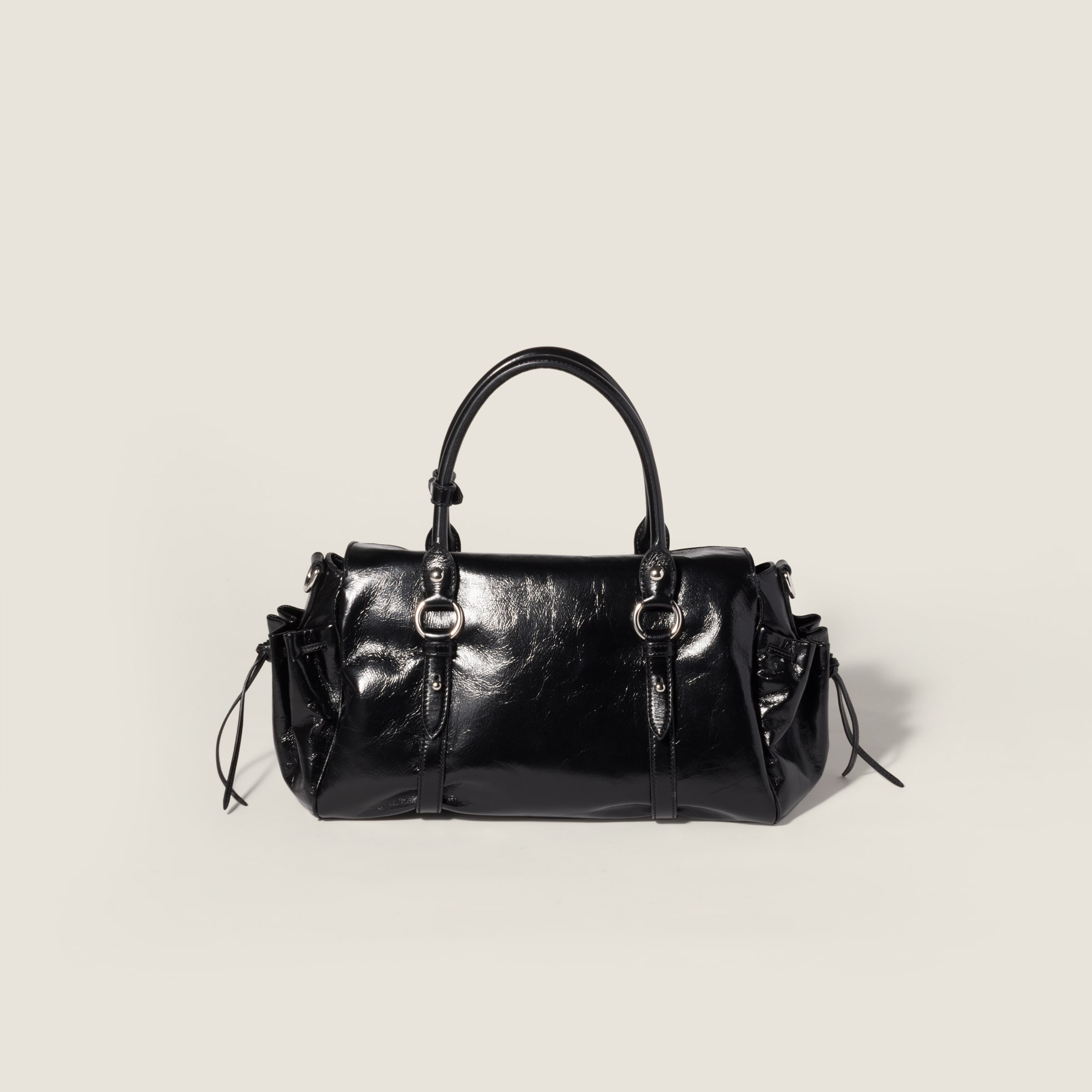 Black Shiny Leather Handbag | Miu Miu - United States