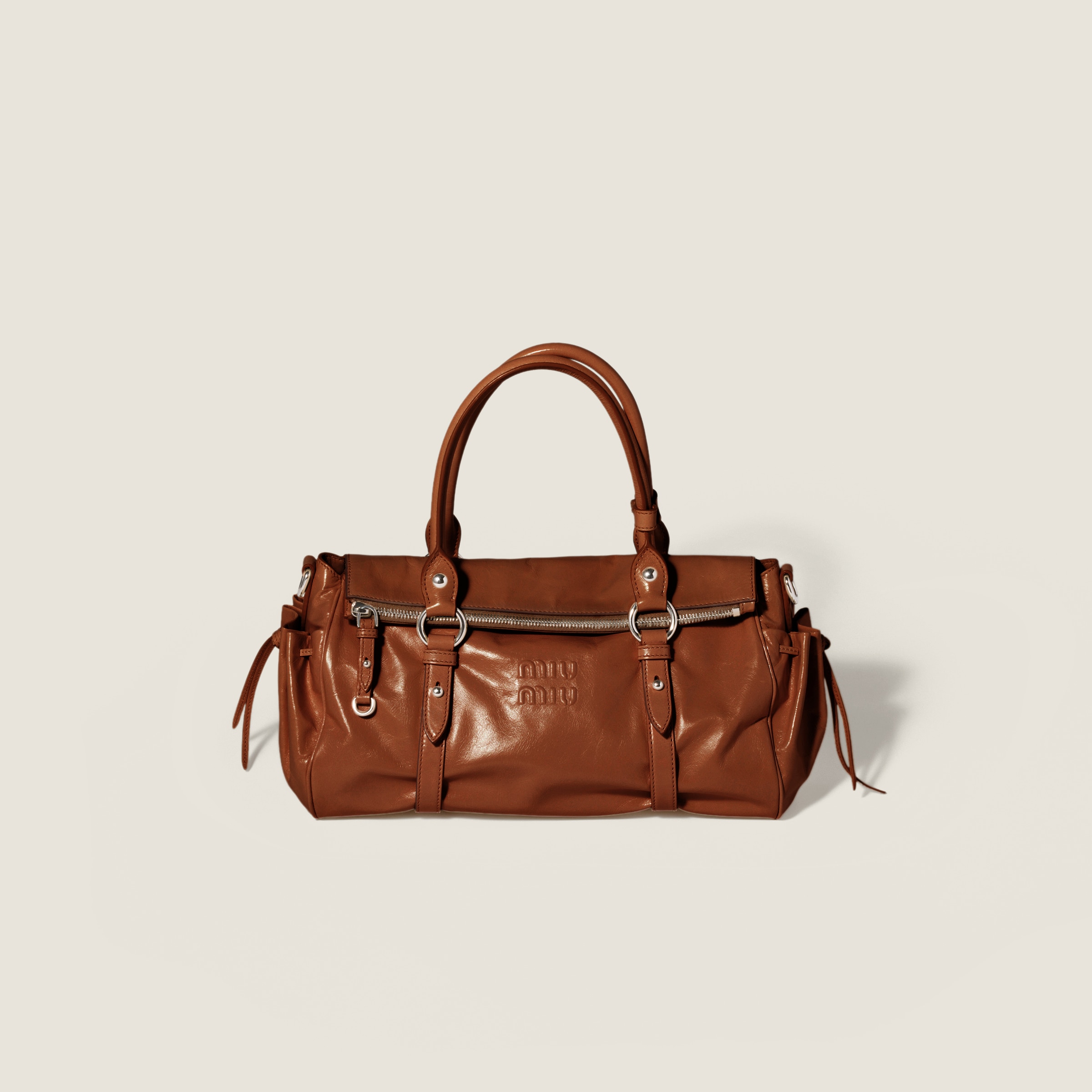 Shiny leather handbag