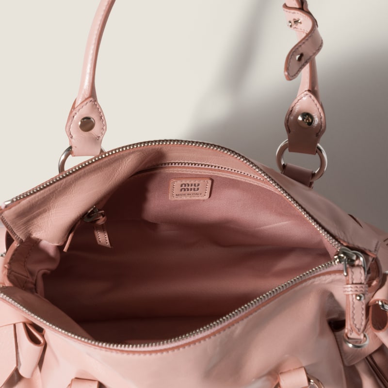 Shiny leather handbag