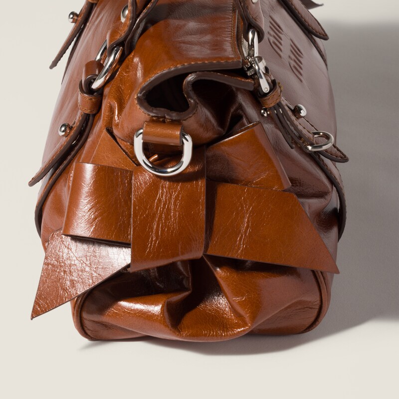 Shiny leather handbag