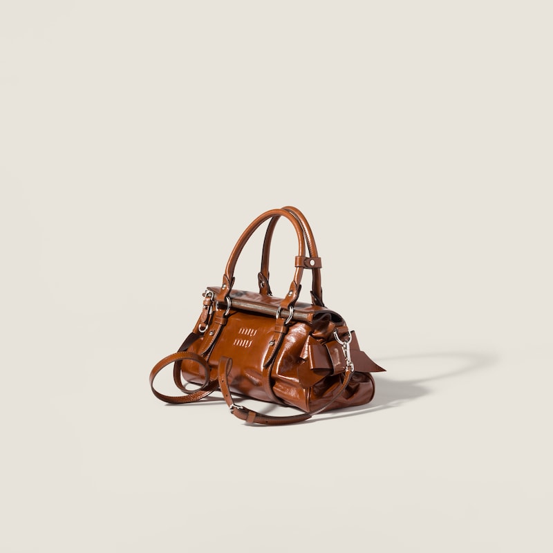 Shiny leather handbag
