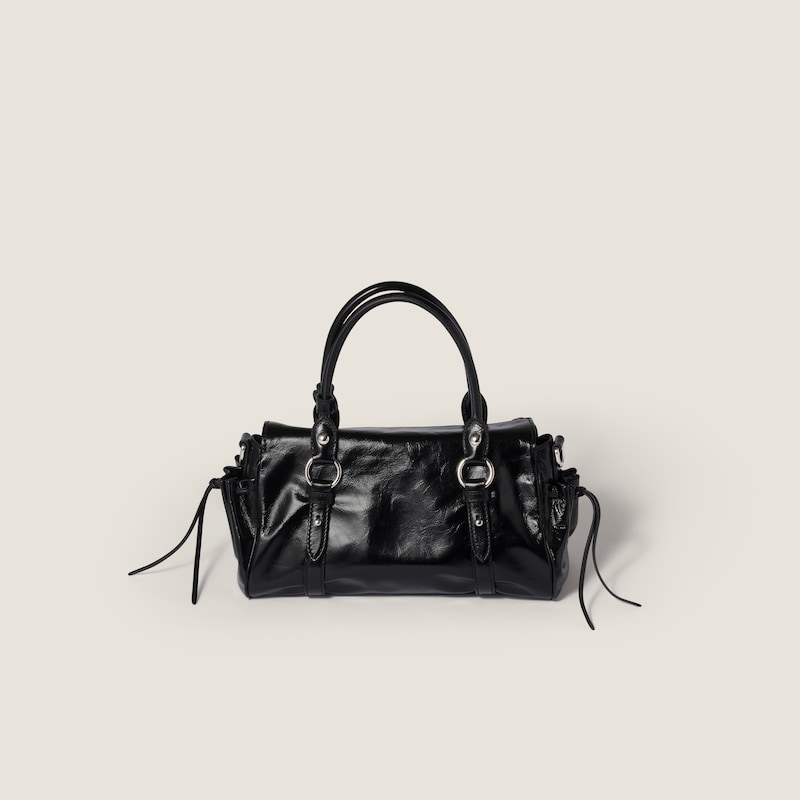 Glossy leather handbag