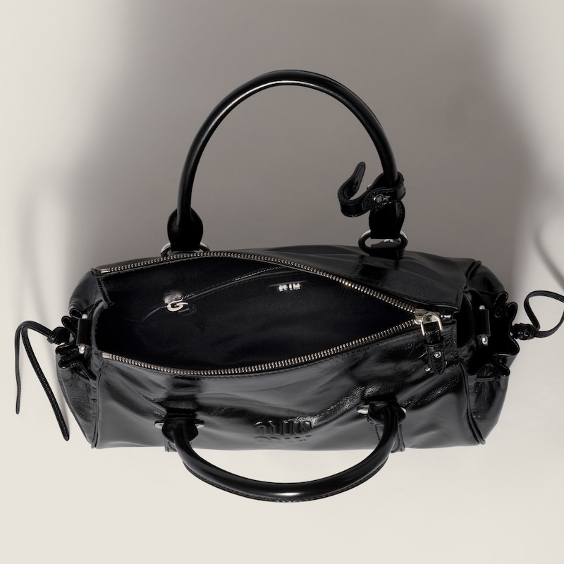 Glossy leather handbag
