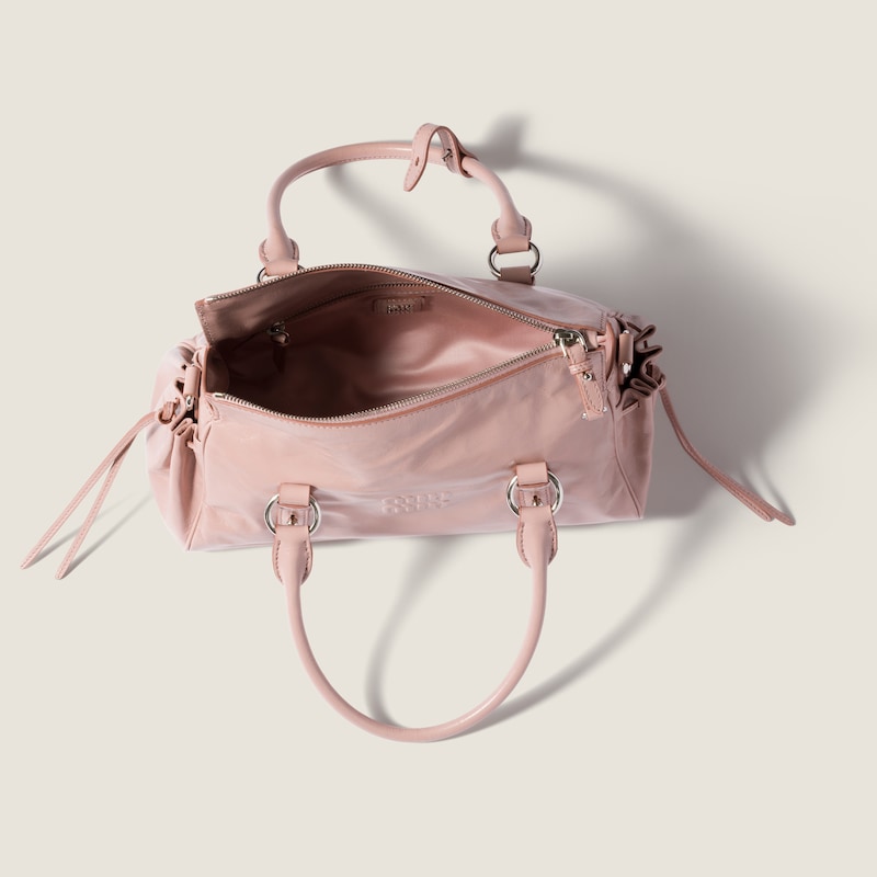 Glossy leather handbag