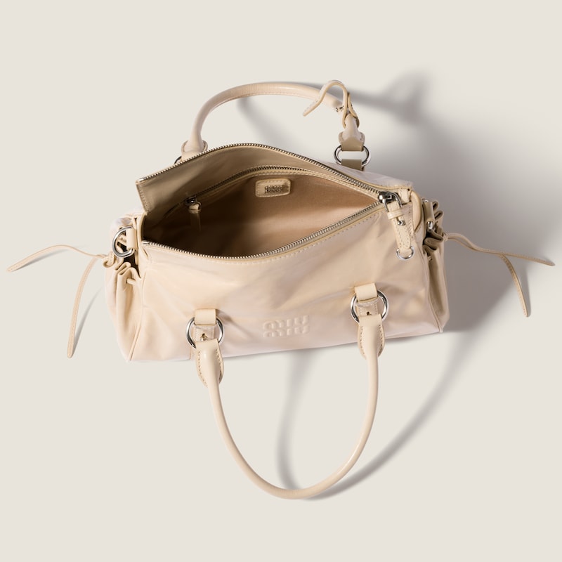 Glossy leather handbag