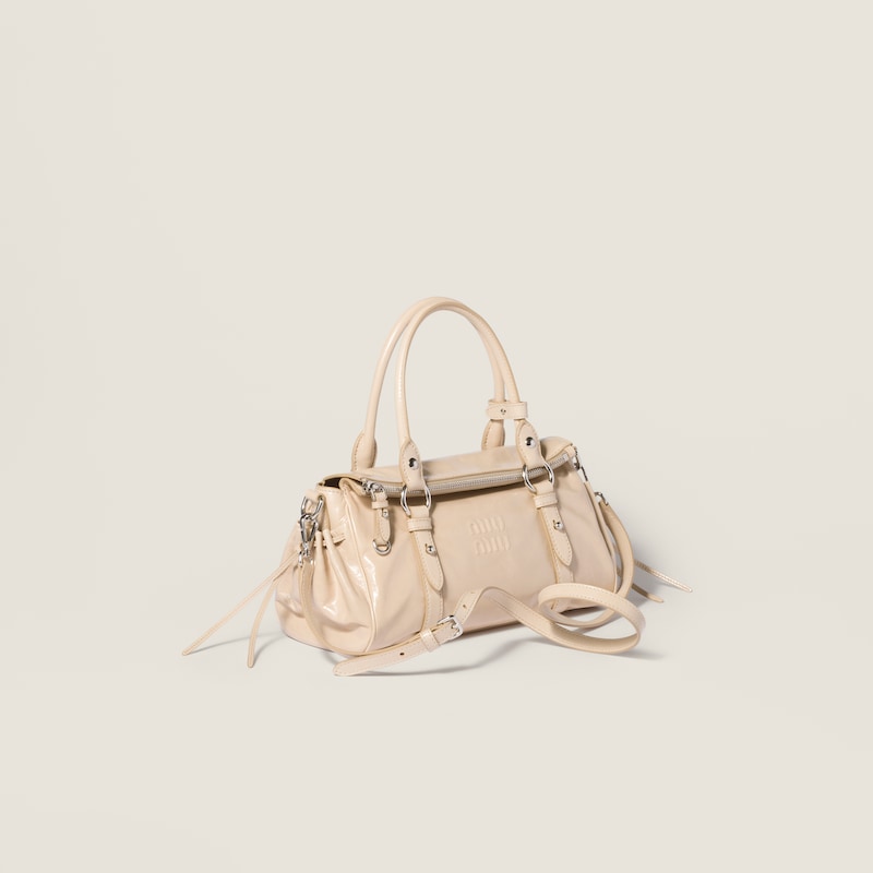 Glossy leather handbag