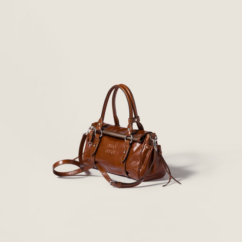 Glossy leather handbag