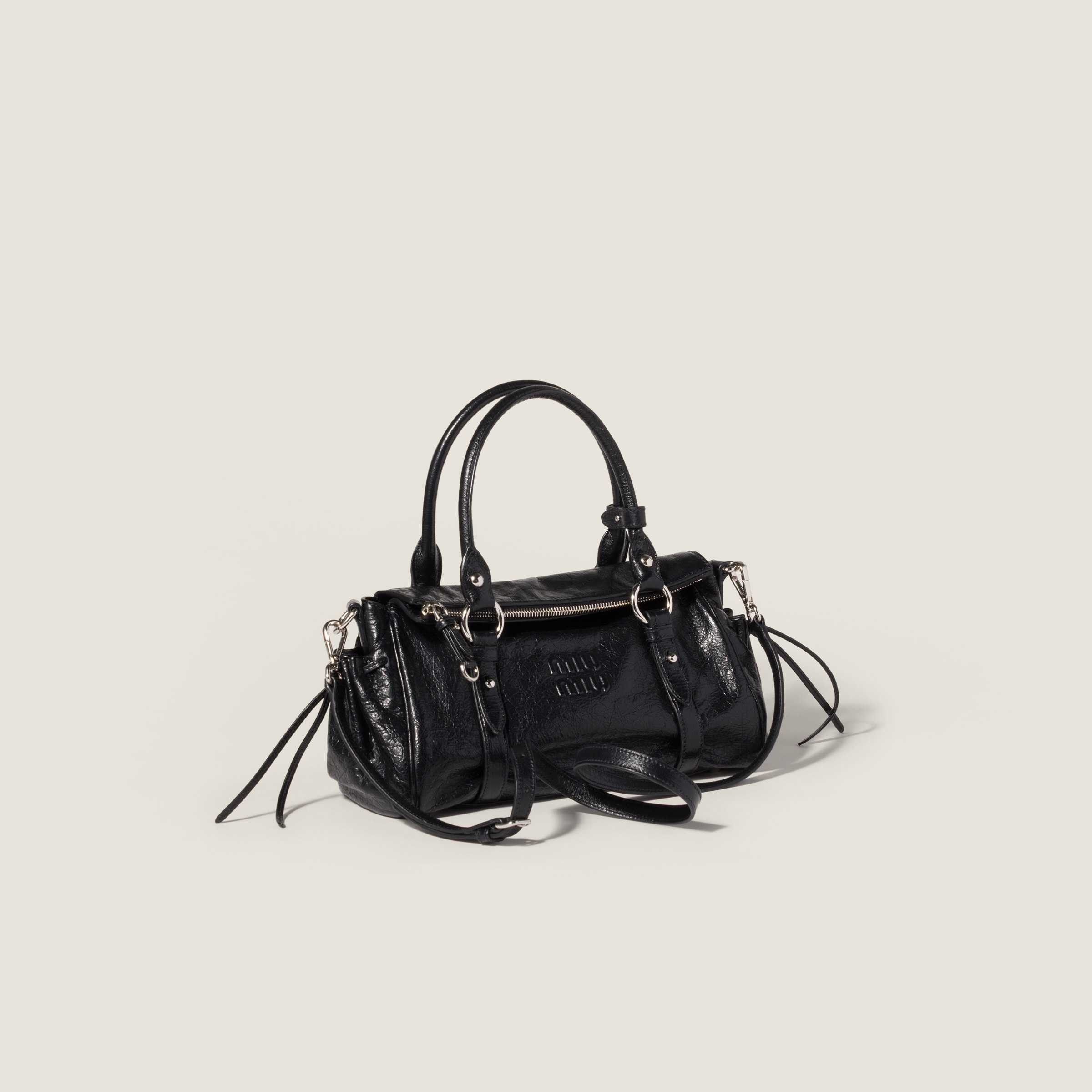 ブラック ナッパレザー ハンドバッグ | Miu Miu - 日本