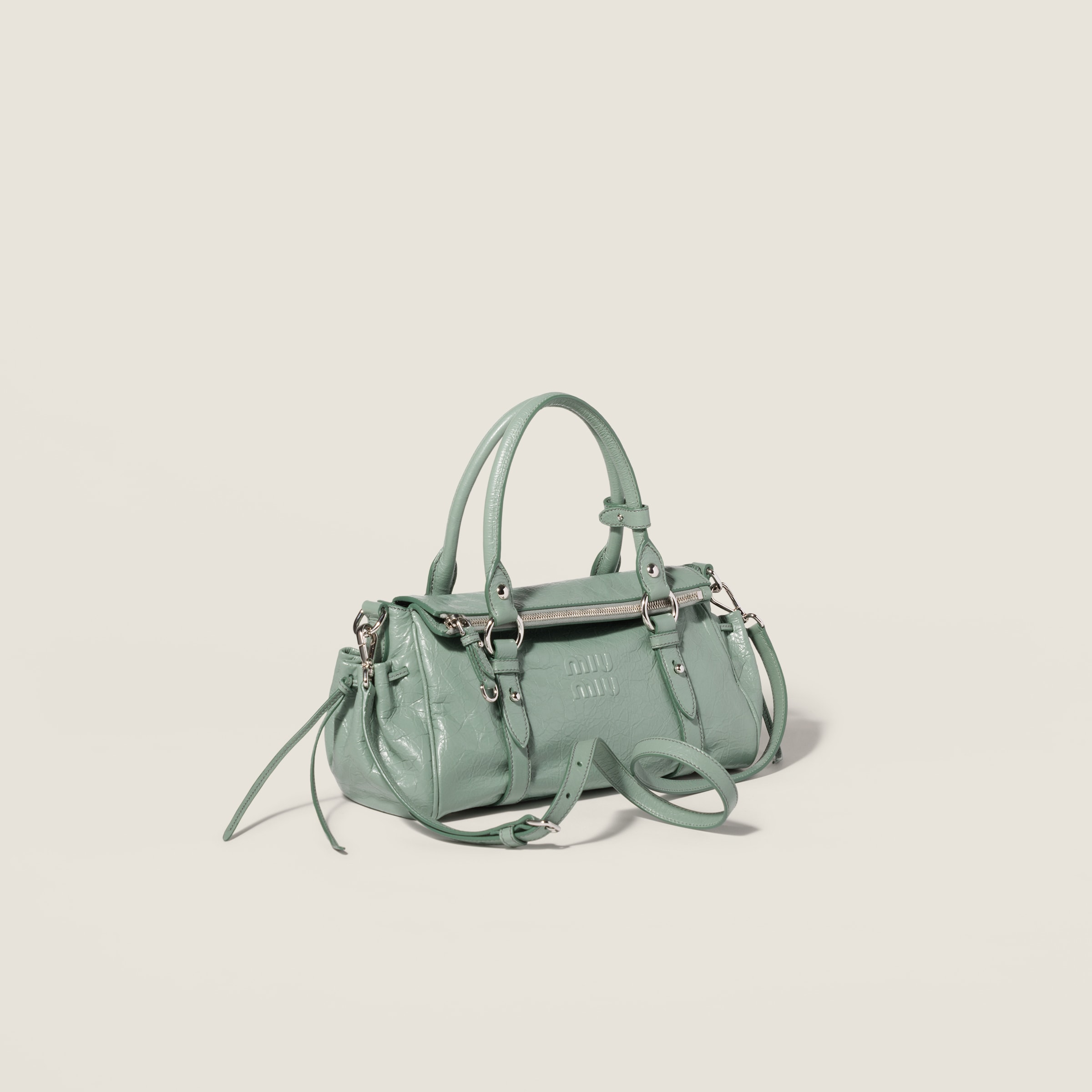 Sage Green Nappa Leather Handbag | Miu Miu - United States Sage Green Nappa Leather Handbag | Miu Miu - United States