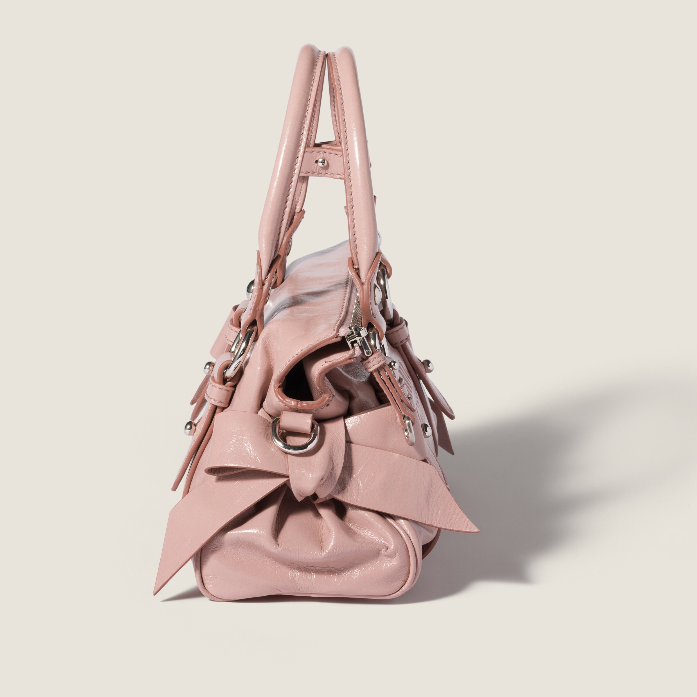 Rosy Blush Shiny Leather Handbag | Miu Miu - Japan