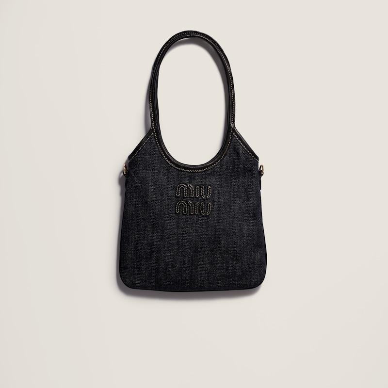Ivy leather-trimmed denim handbag