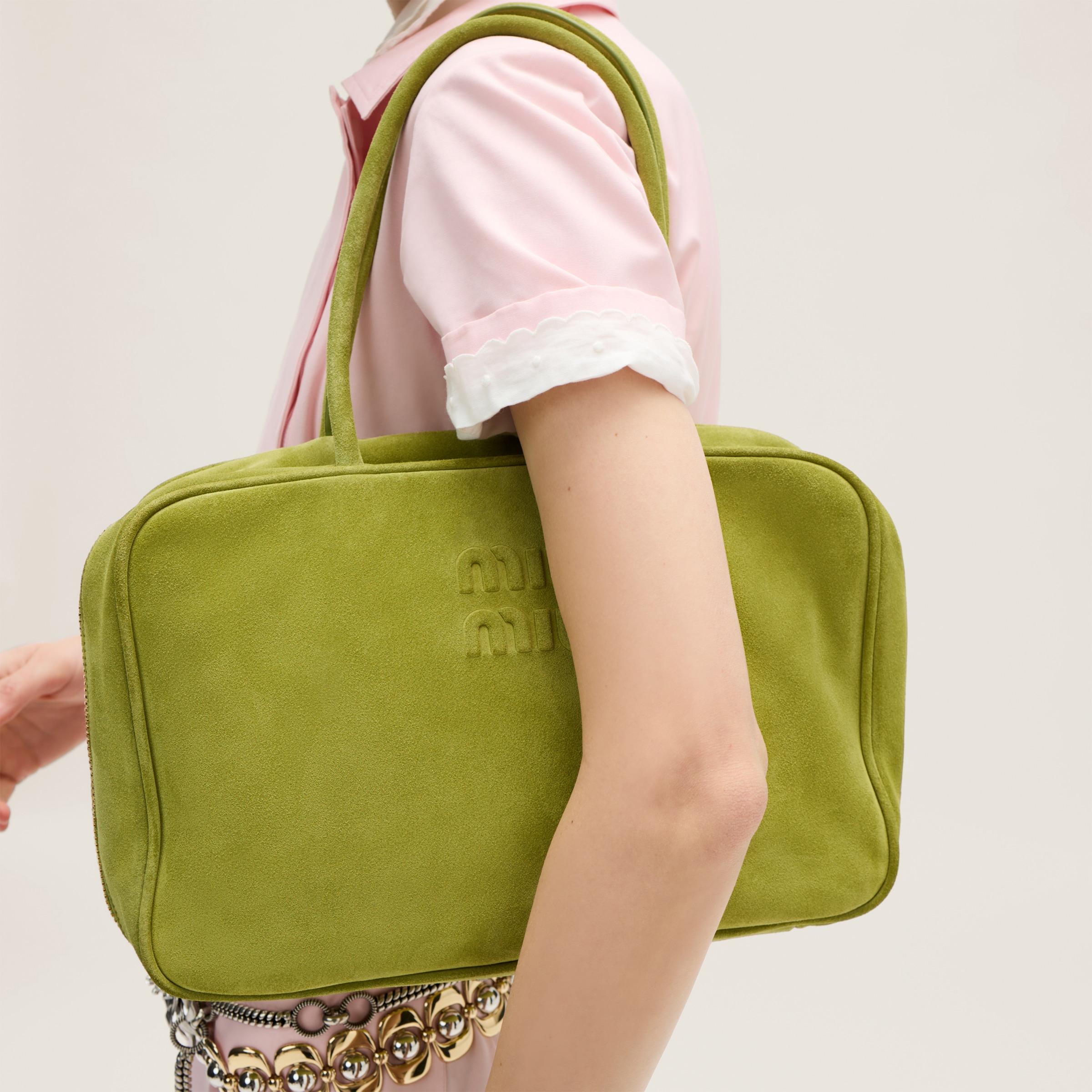 Ivy Green Suede Beau Bag | Miu Miu Ivy Green Suede Beau Bag | Miu Miu