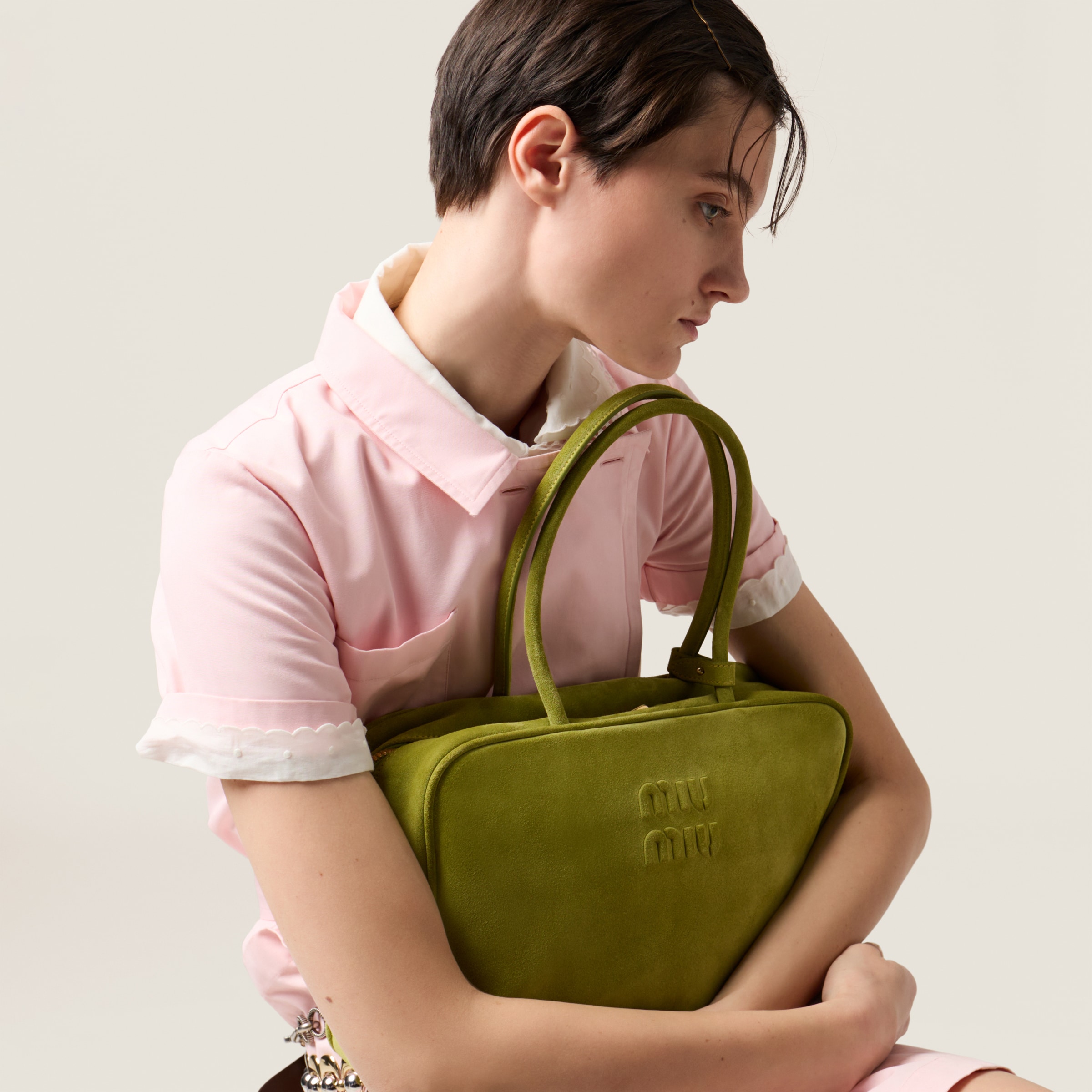 Ivy Green Suede Beau Bag | Miu Miu Ivy Green Suede Beau Bag | Miu Miu
