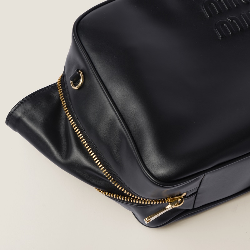 MIUMIU 26S BEAU TOP HANDLE BAG 28 IN BLACK CALFSKIN GOLD HARDWARE