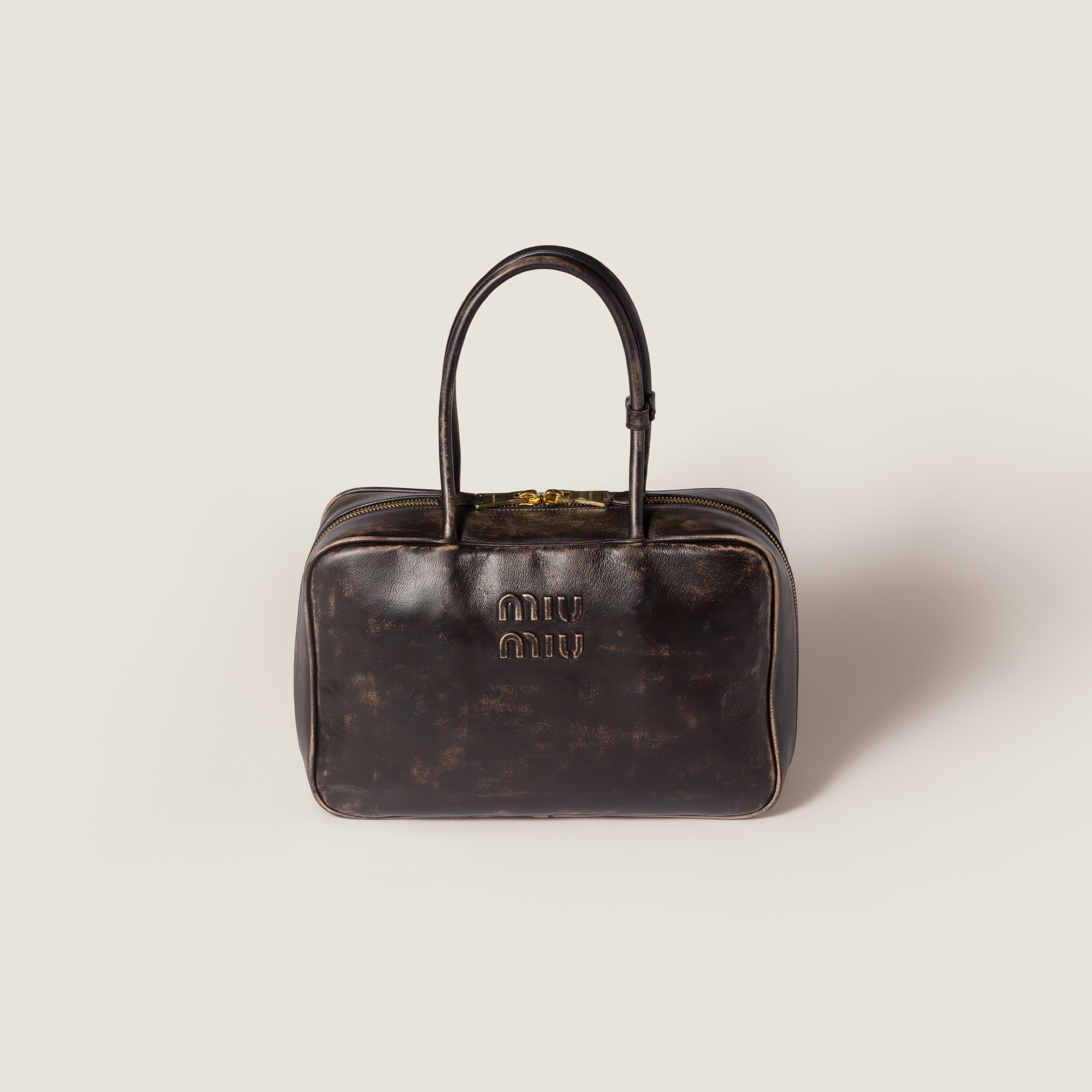 Miu Miu Beau Nappa Leather Bag In Brown