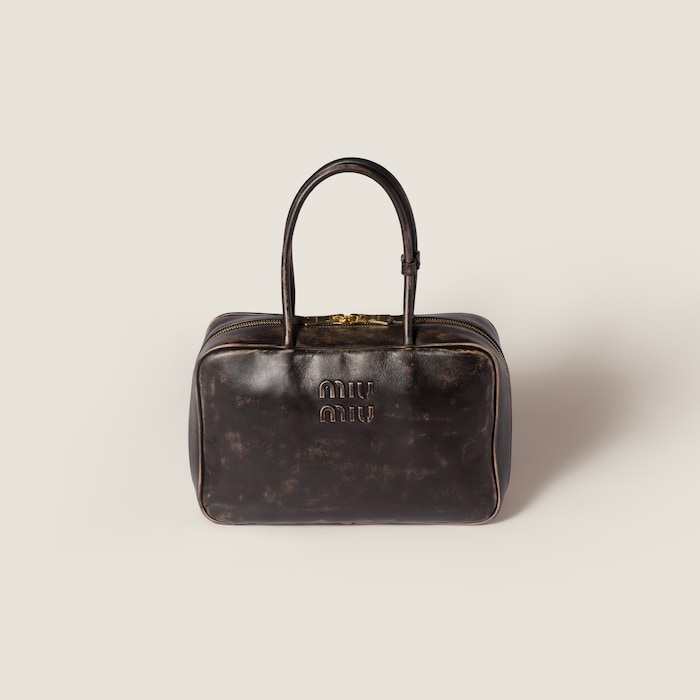 【MIU MIU】ボー トップハンドルバッグ ミディアム レザー ロゴ 三越伊勢丹 | MIU MIU/ミュウミュウ通販 | レザー ボー バッグ