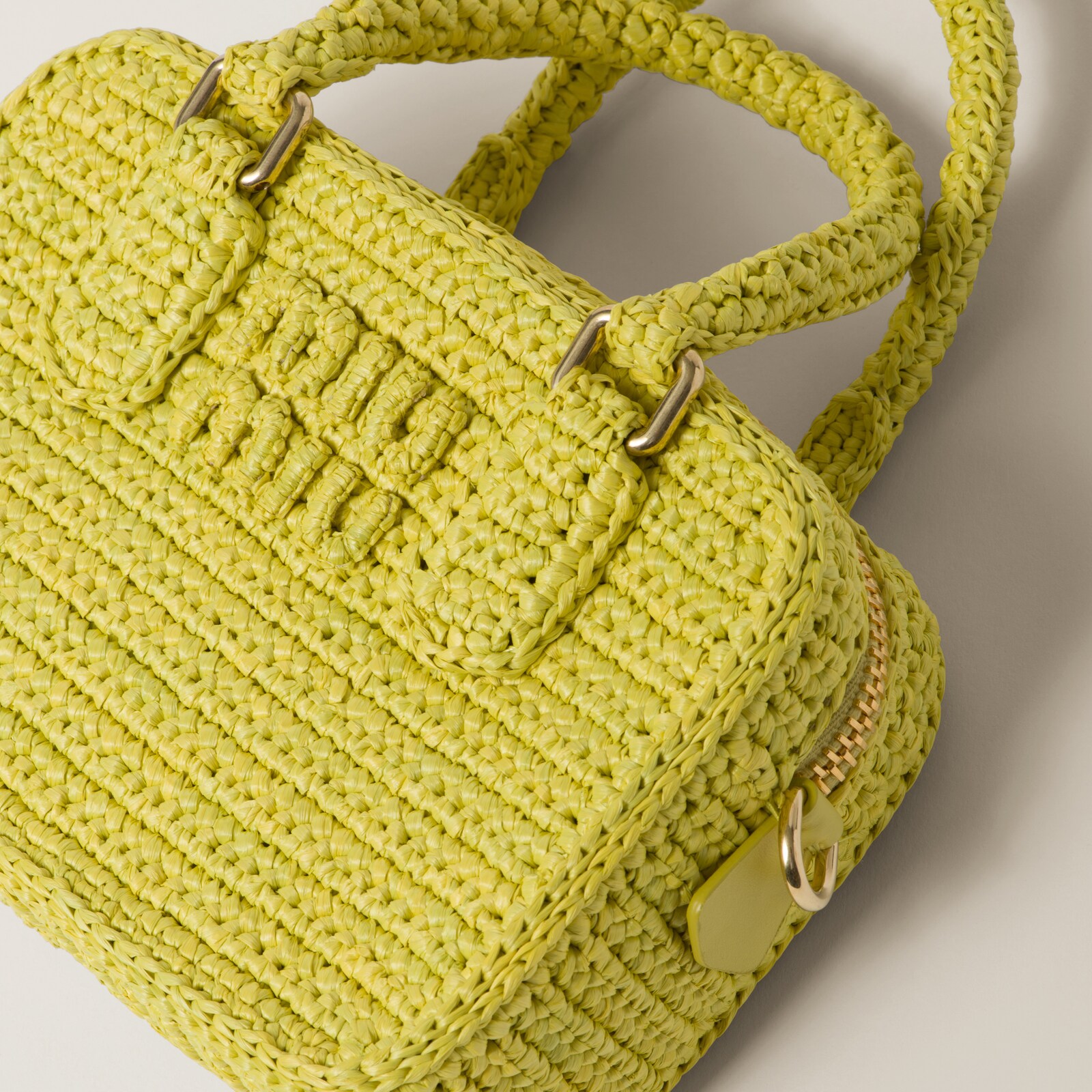 Citron Yellow Crochet Top-handle Bag | Miu Miu