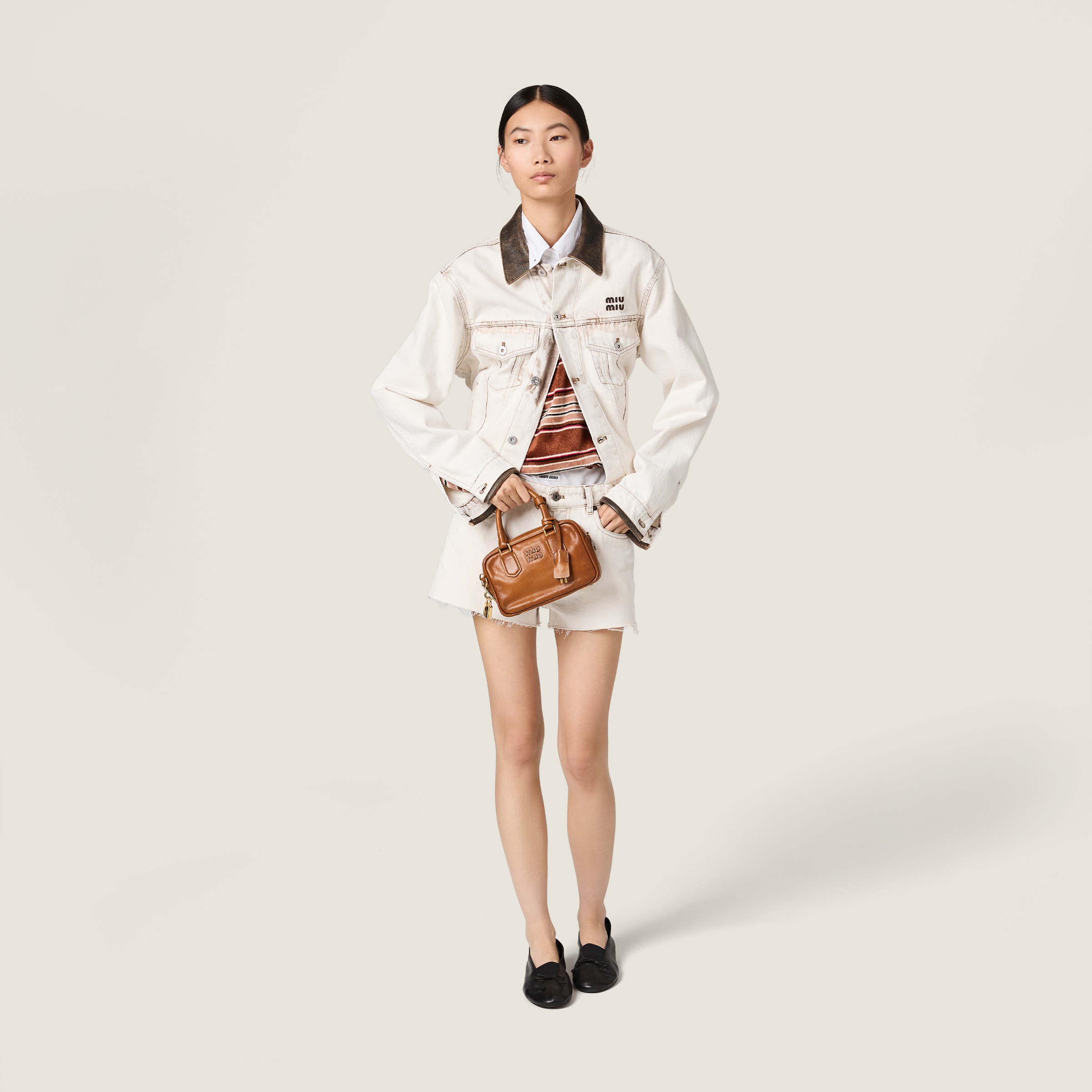 Cognac Arcadie Leather Bag | Miu Miu - United States